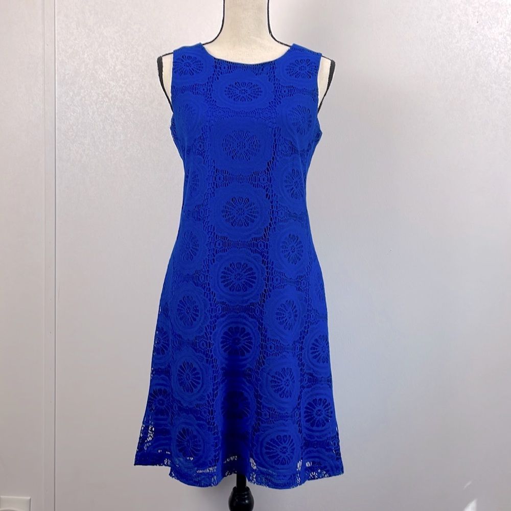 Cobalt Blue Eliza J Embroidered Fit & Flare Dress Size 6